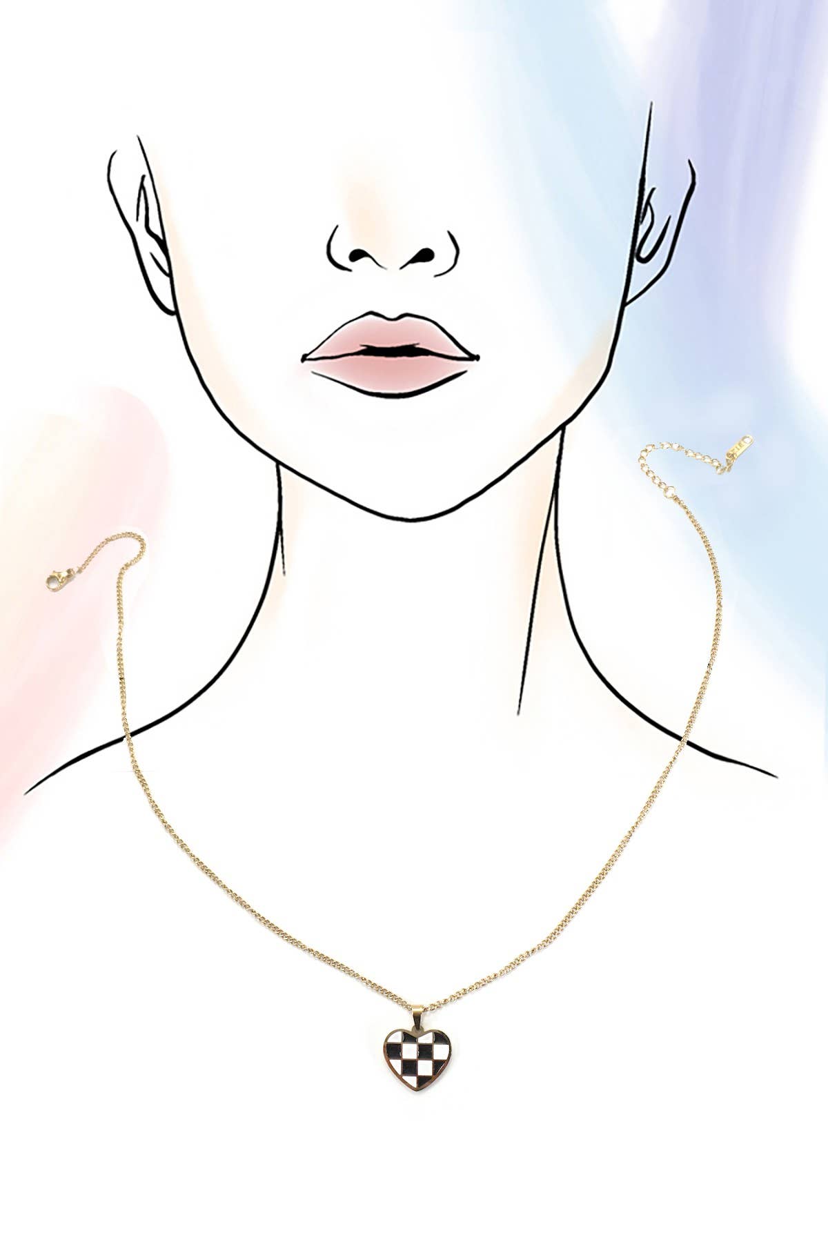 Checkered Heart Necklace