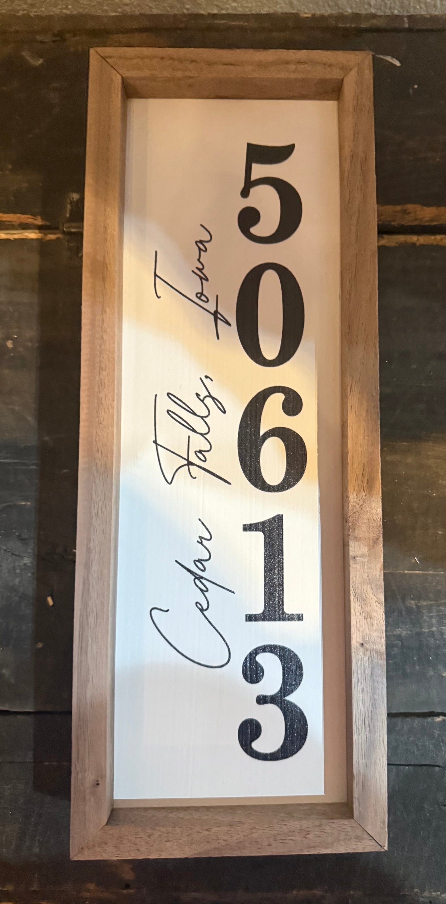 Cedar Falls, Iowa , 50613 Vertical White Wood Sign