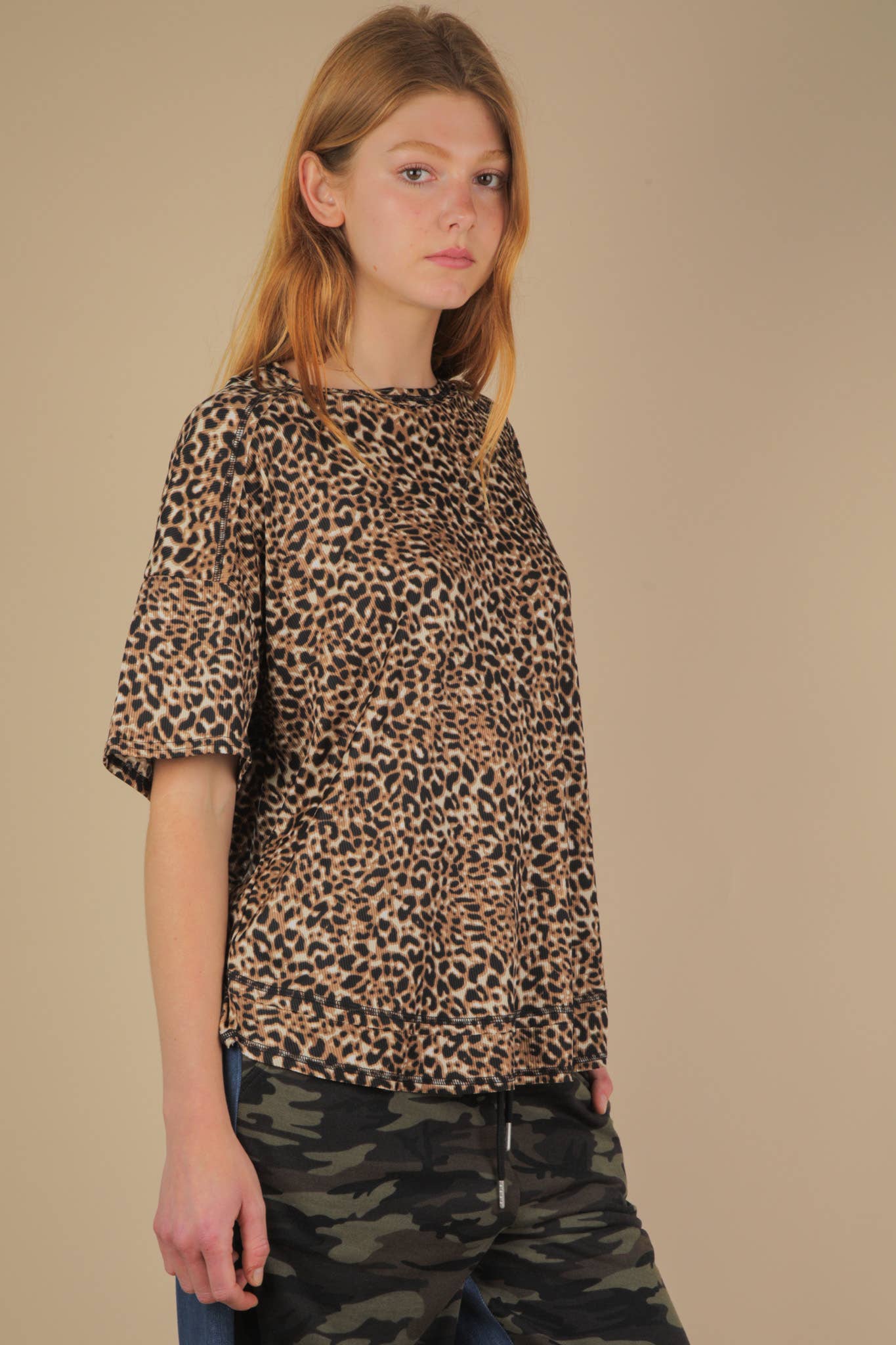 Oversized Leopard Printed Knit Top