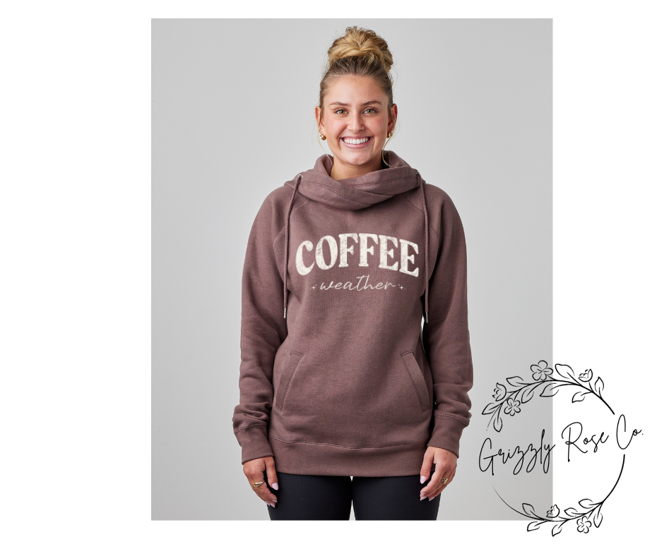 Coffee Weather Funnel Neck Hoodie