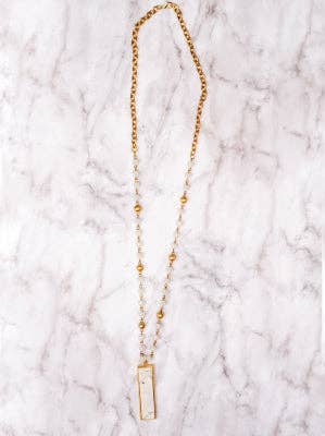 White Marble Gold Necklace