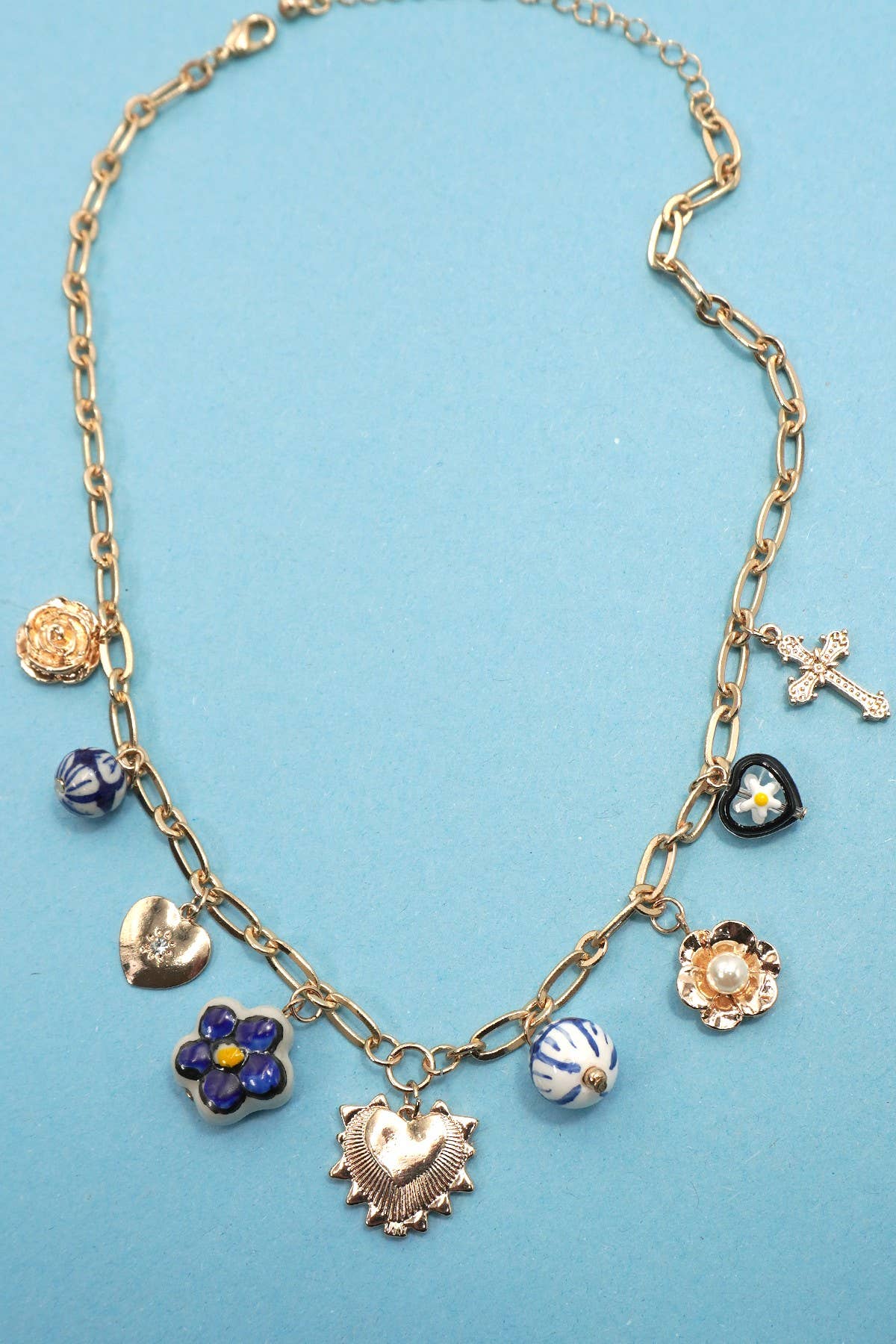 Blue Ceramic Charm Necklace