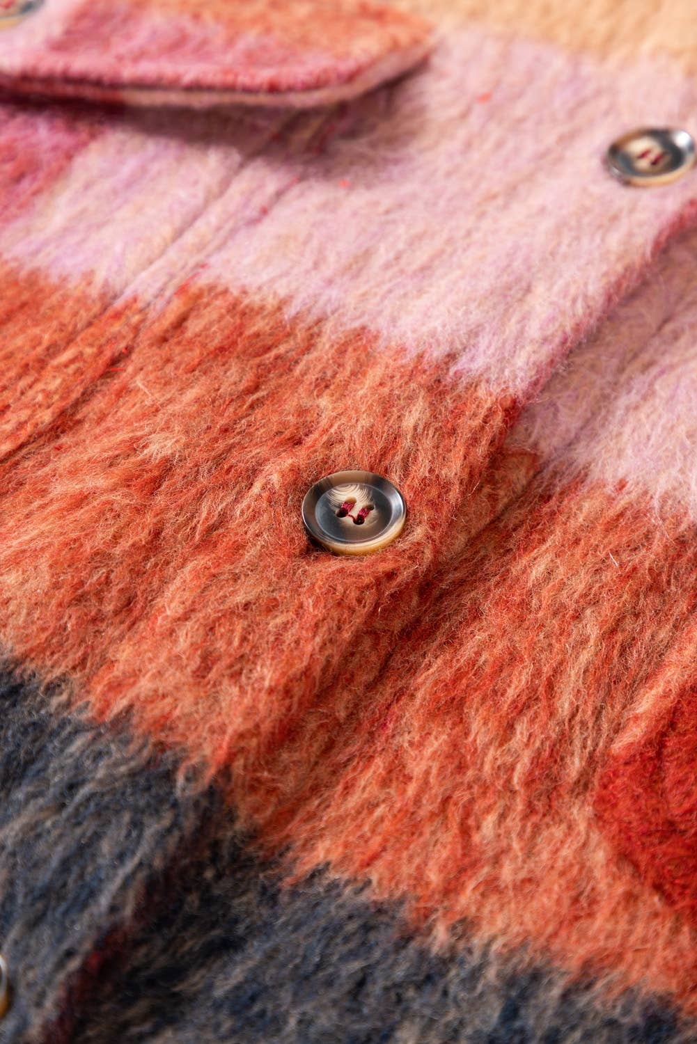 Plaid Print Flap Pockets Buttoned Casual Plus Size Jacket