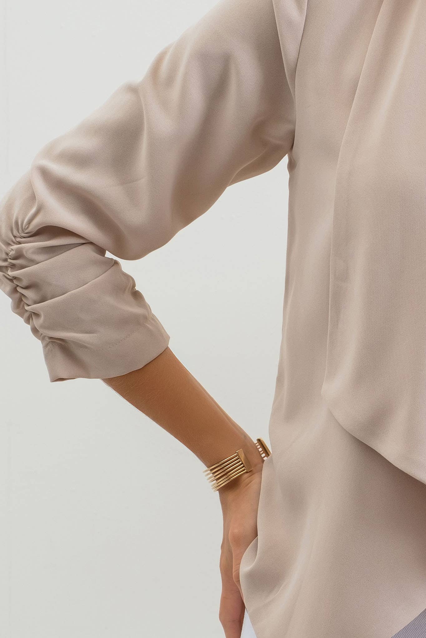 3/4 Rouched Sleeve Blazer
