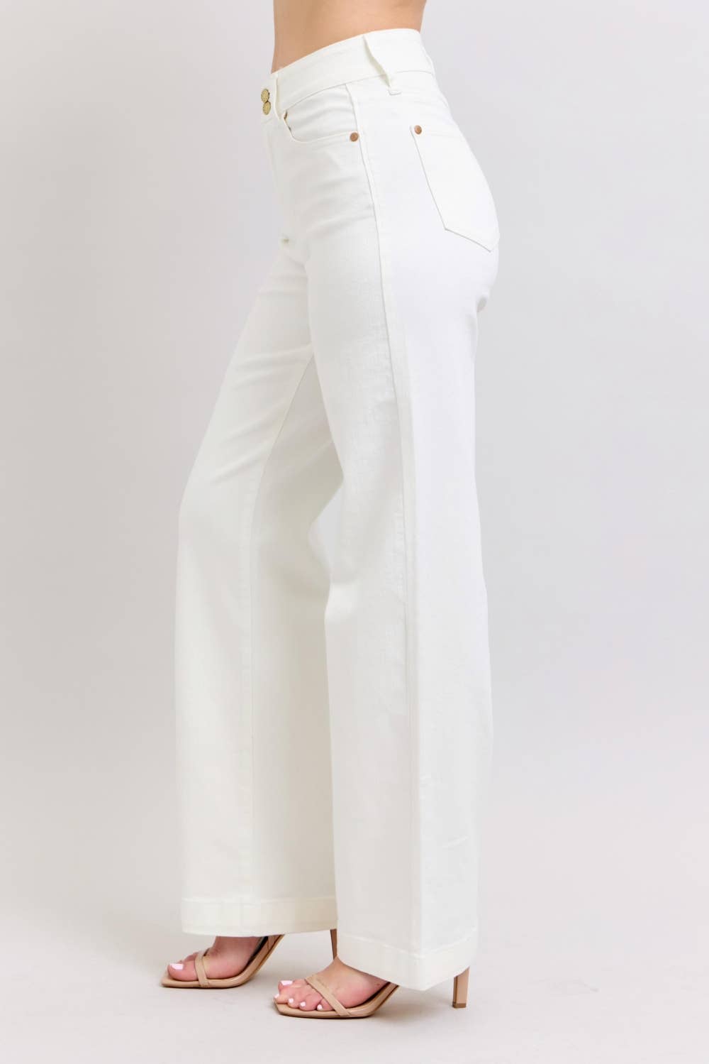 The Double Button White Trouser by Judy Blue