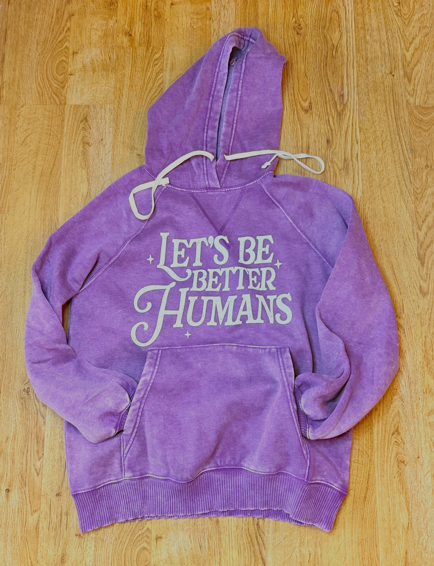 Let's Be Better Humans Plum Vintage Wash Hoodie