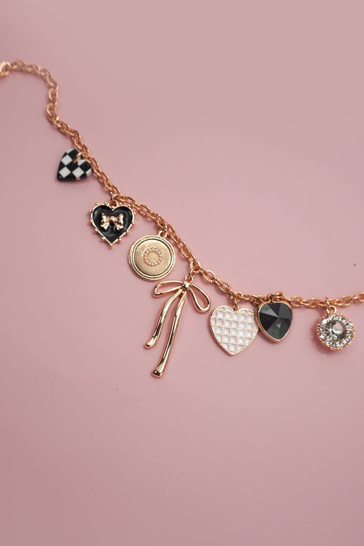 Charm Necklace:checkered heart