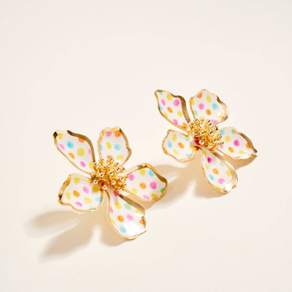 Polka Dot Flower Earrings