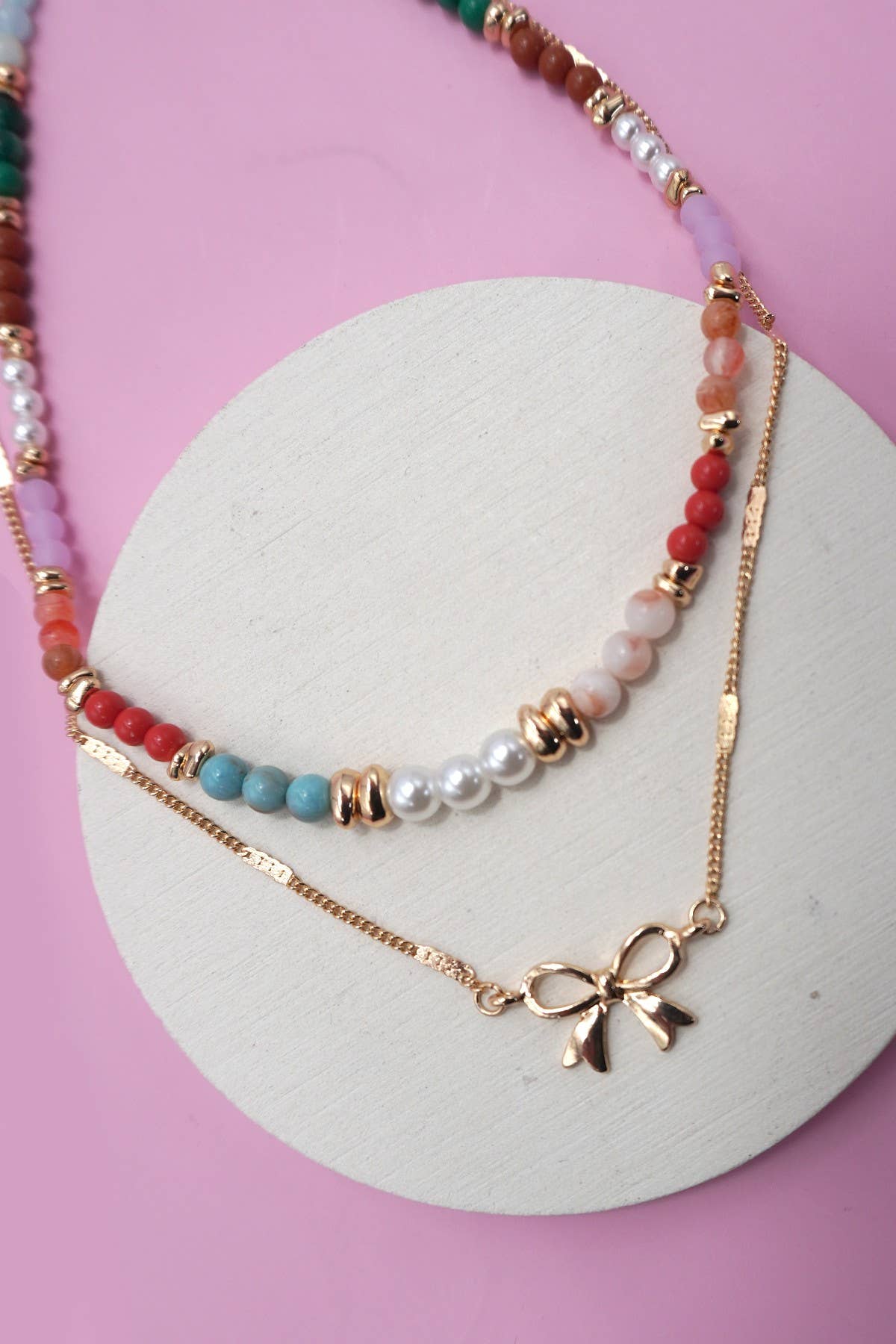 Beaded Bow Necklace