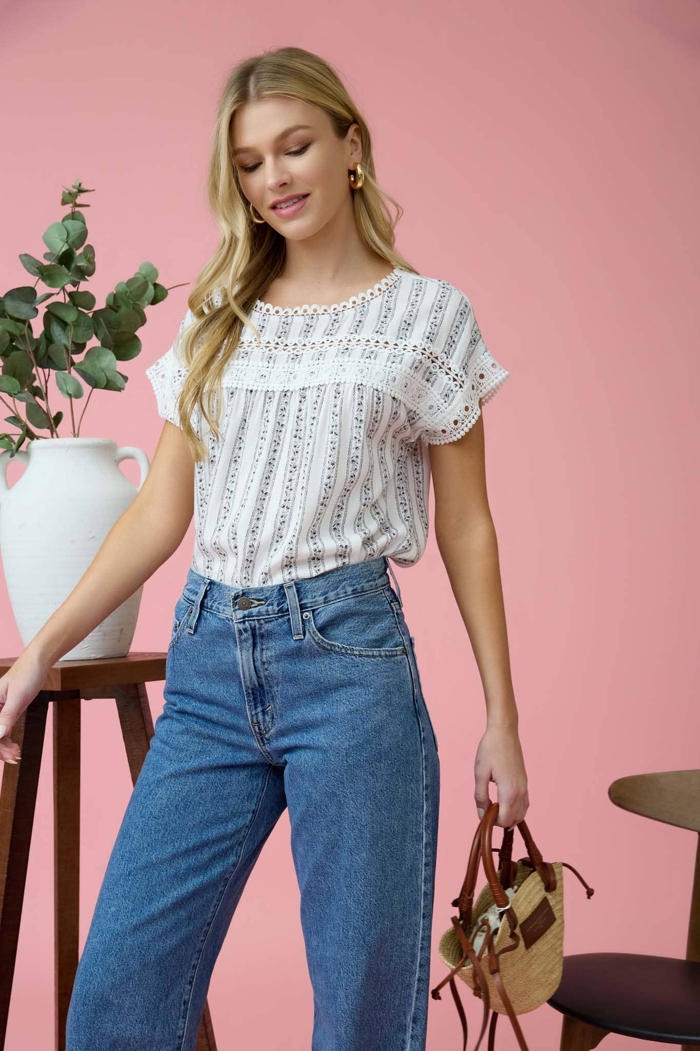 Striped Floral Top