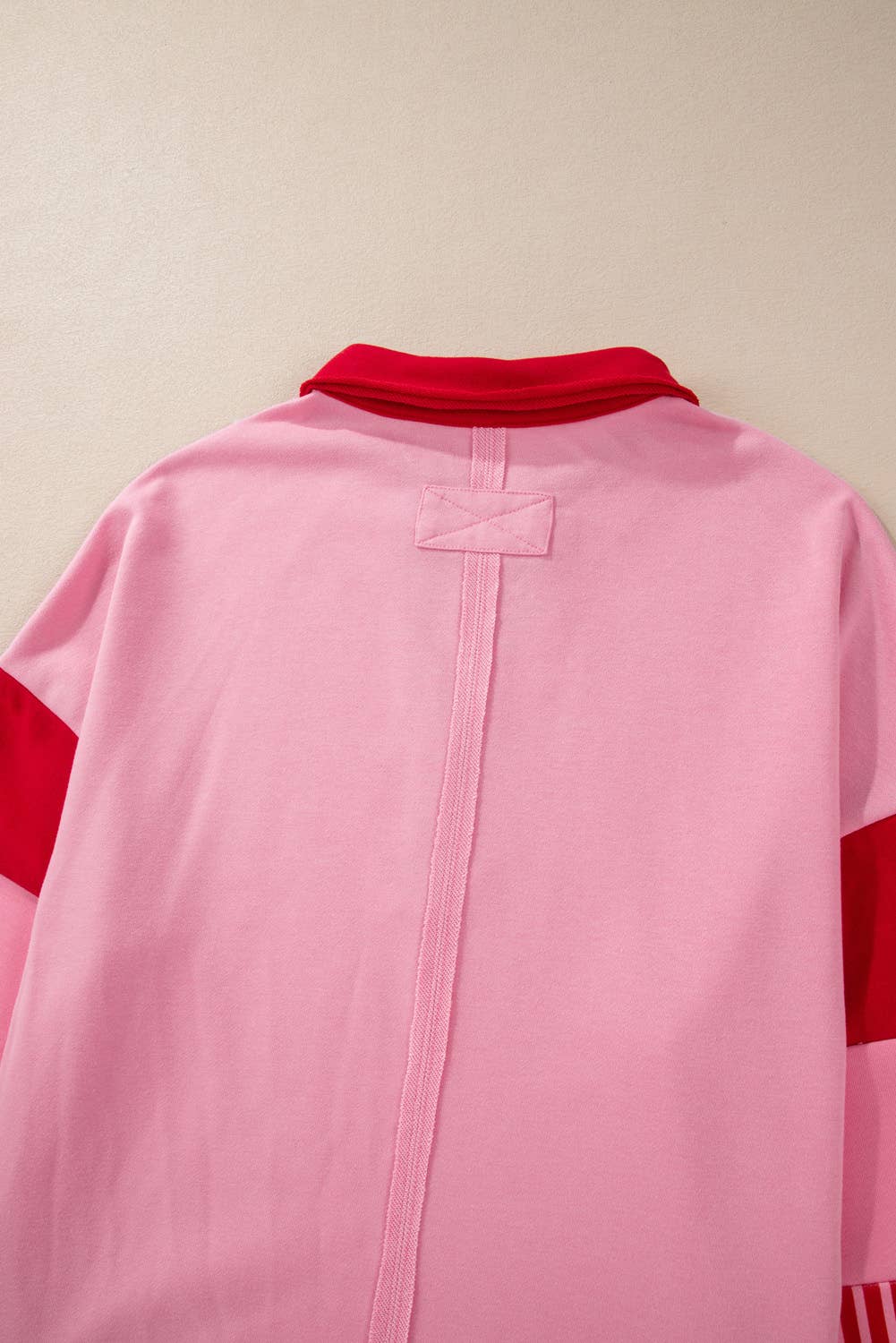 Striped Patchwork V Neck Sweatshirt