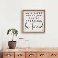 Be Kind White Wood Sign