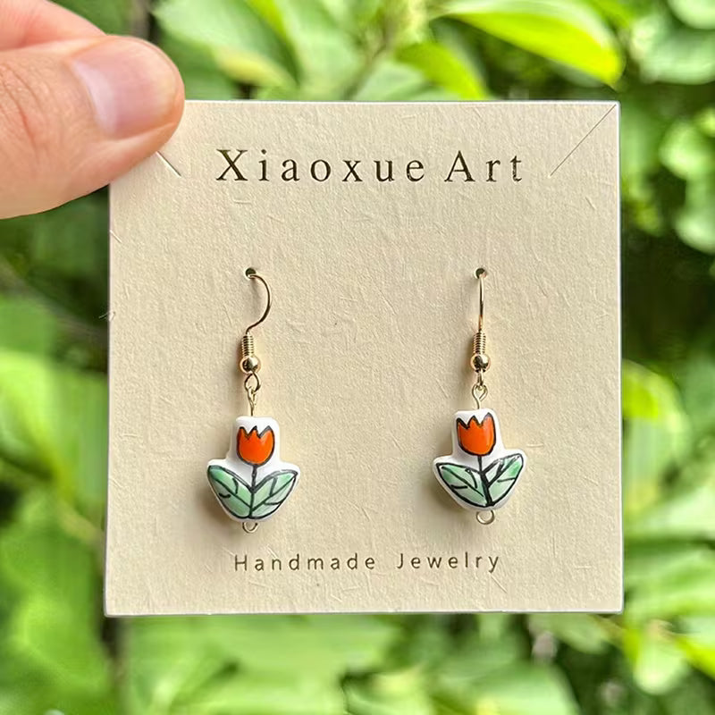 Orange Tulip Earring