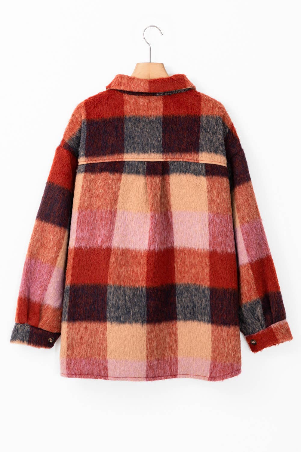 Plaid Print Flap Pockets Buttoned Casual Plus Size Jacket