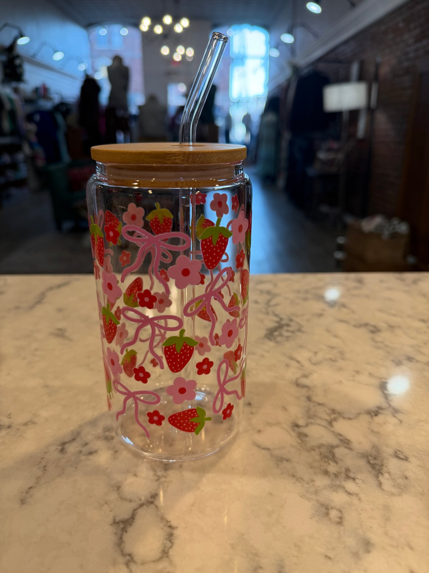 Glass Tumbler w/Bamboo Lid & Straw