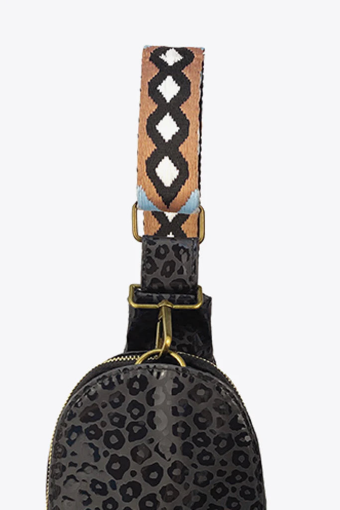 Pleather Leopard Crossbody Purse