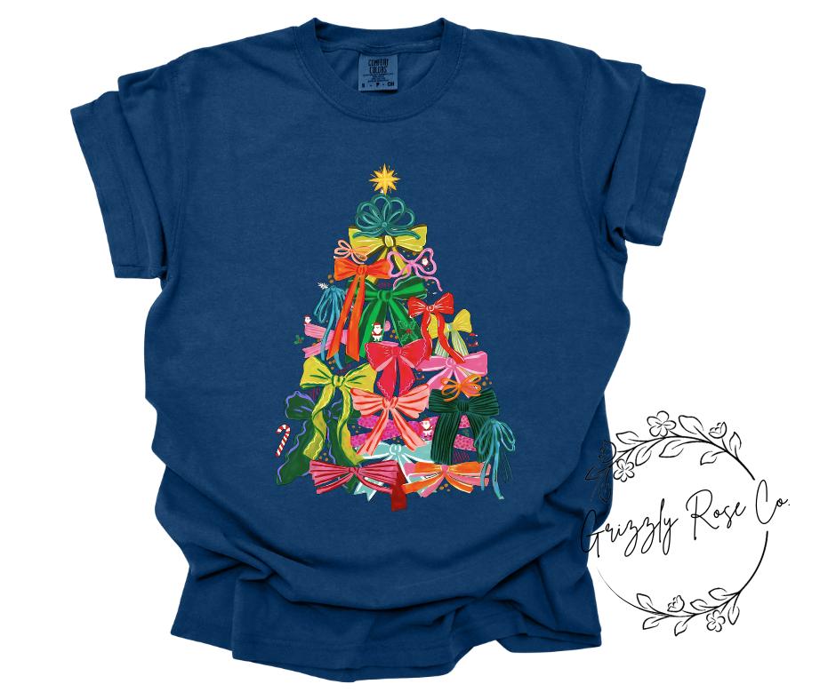 Bow Christmas Tree Comfort Colors Graphic Tee