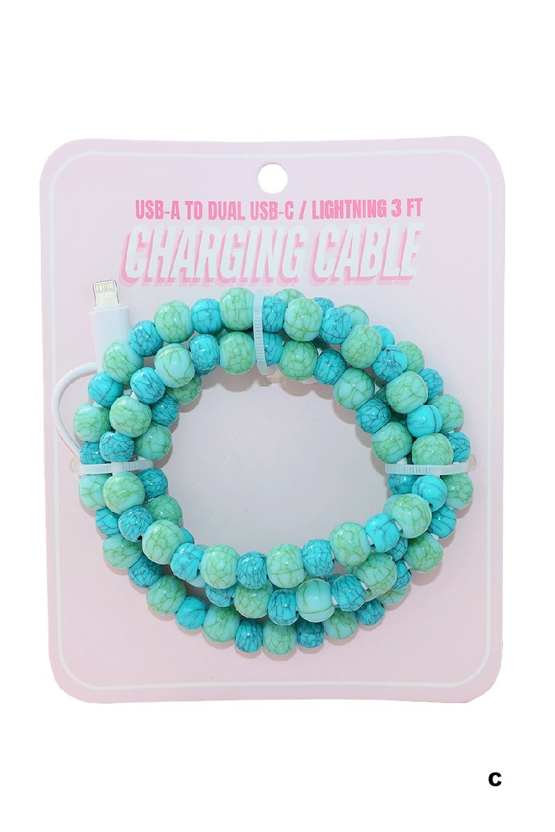 Beaded Dual USB Fast Charging Cable