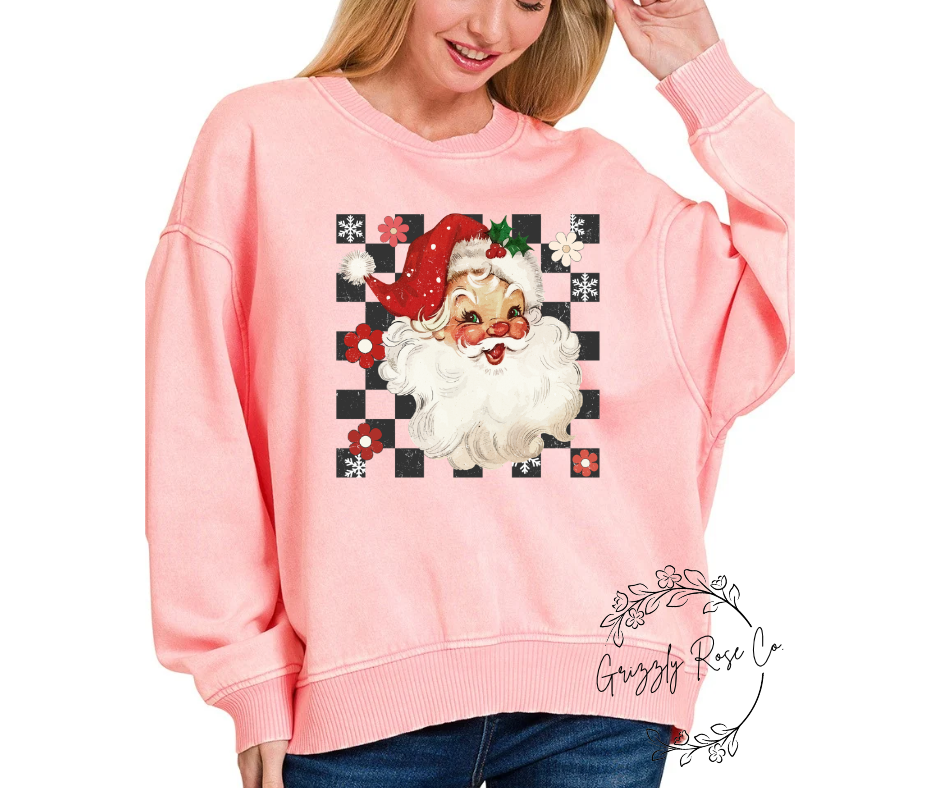 Vintage Checkered Santa Crewneck Sweatshirt