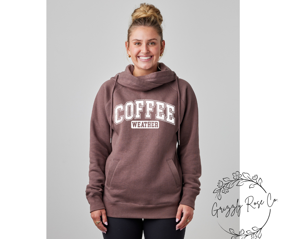 Coffee Weather Funnel Neck Hoodie