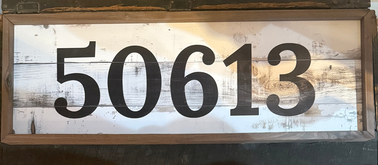 Cedar Falls Zip Code Chippy White Wood Sign