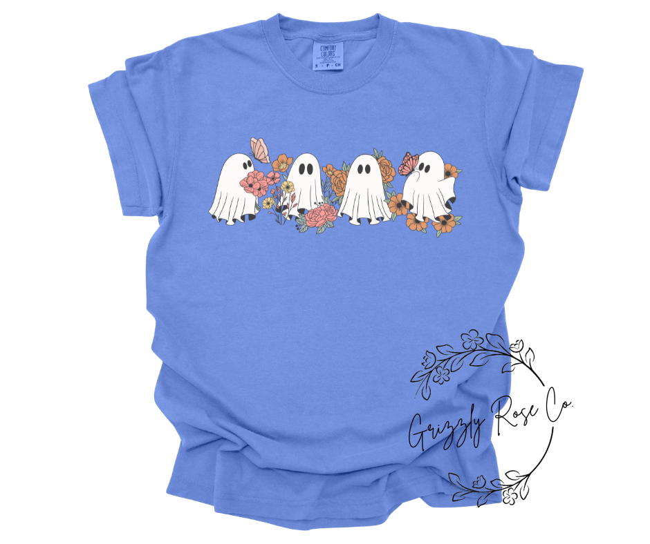 Floral Ghostie Comfort Colors Graphic Tee