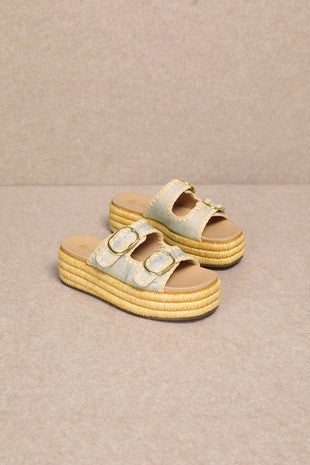 Heidi - Contrast Stitch Platform Sliders