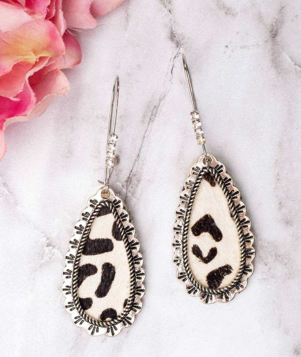 Making Memories White Leopard Teardrop Earrings