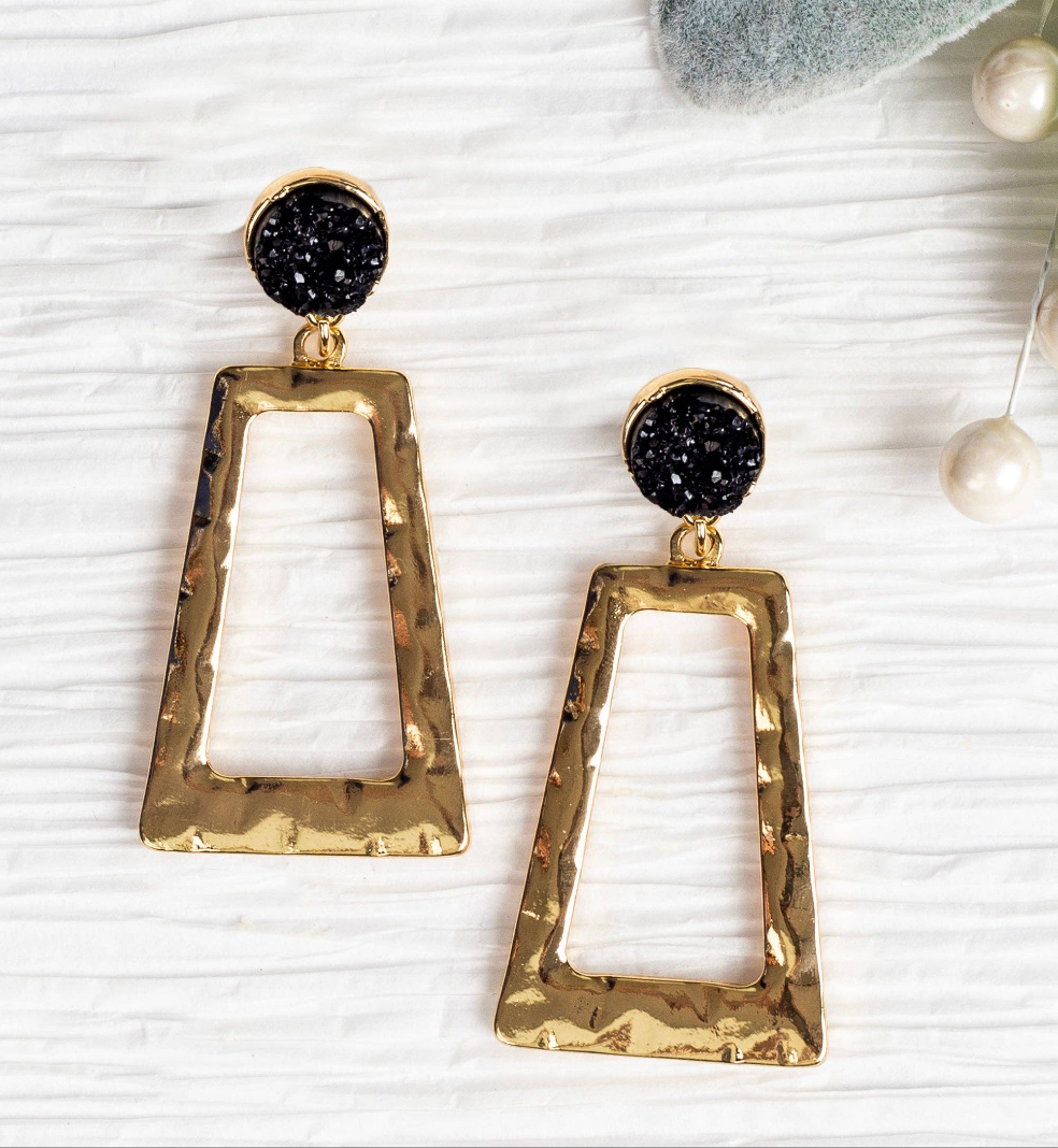 Don't Box Me In Gold Rectangular Hoops