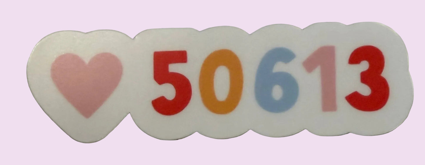 Cedar Falls Love Zip Code Sticker