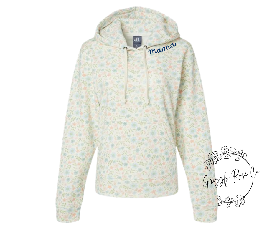Mama Triblend Floral Hoodie
