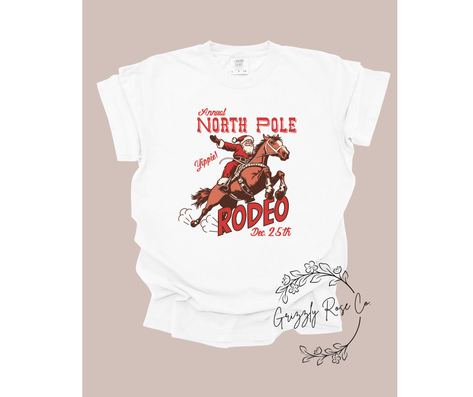 North Pole Rodeo Comfort Colors Graphic Tee