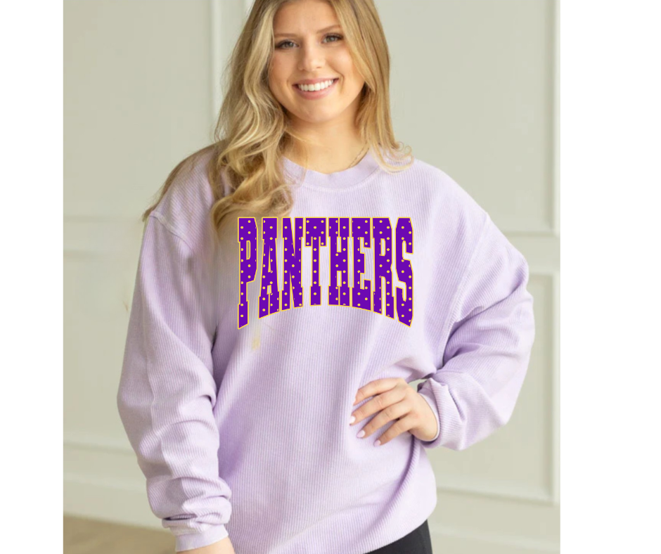 Polka Dot Panthers Orchid Corded Crew