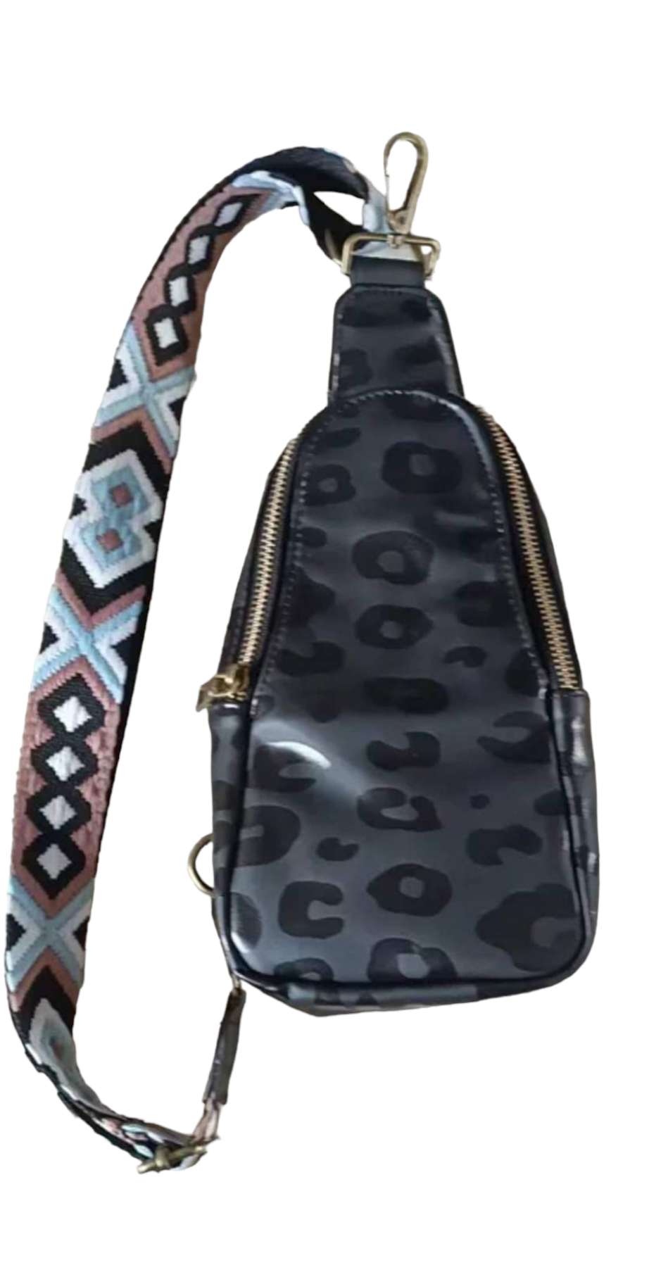 Pleather Leopard Crossbody Purse
