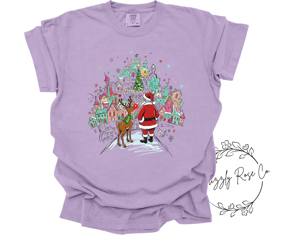 Rudolf & Santa Wish All A Goodnight Comfort Colors Graphic Tee