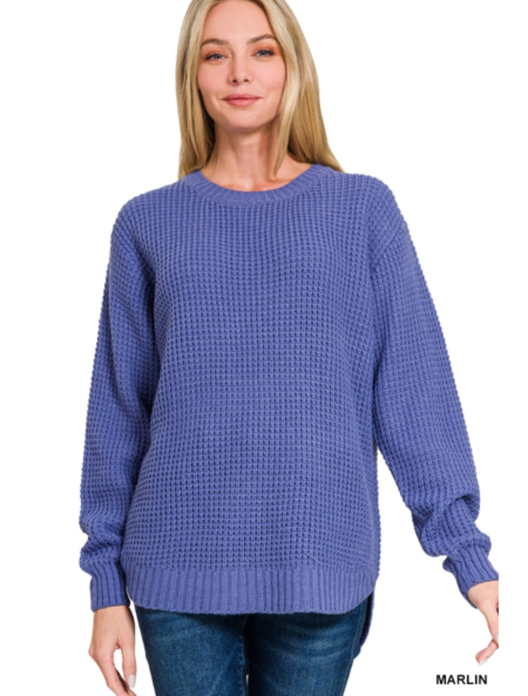 Hi Low Waffle Sweater