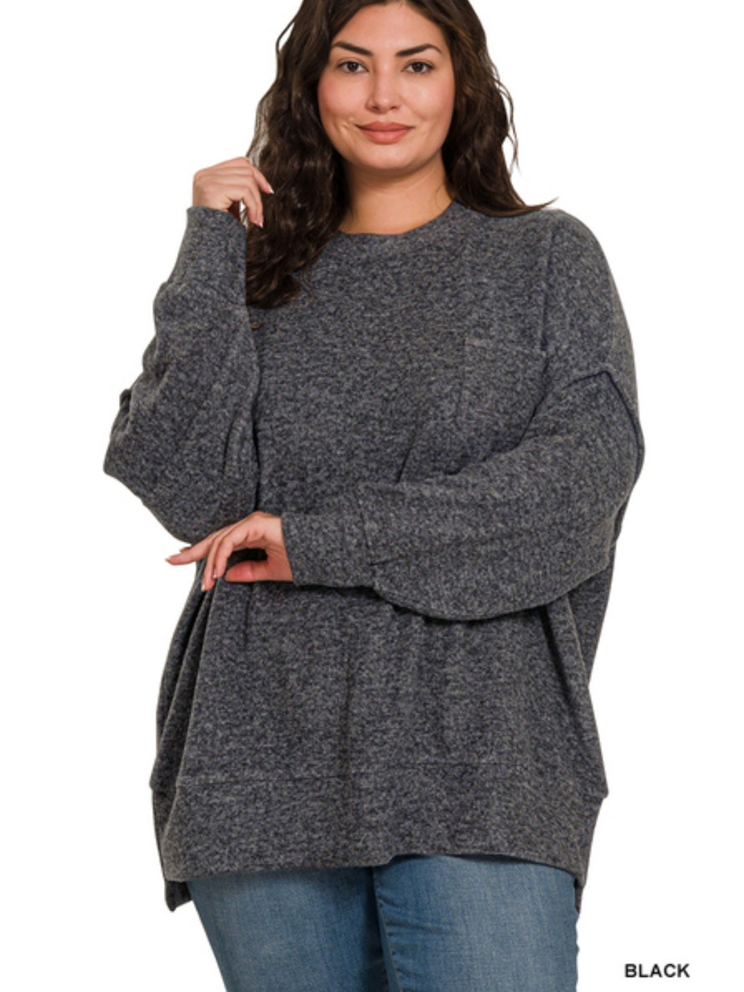 Brushed Melange Drop Shoulder Sweater