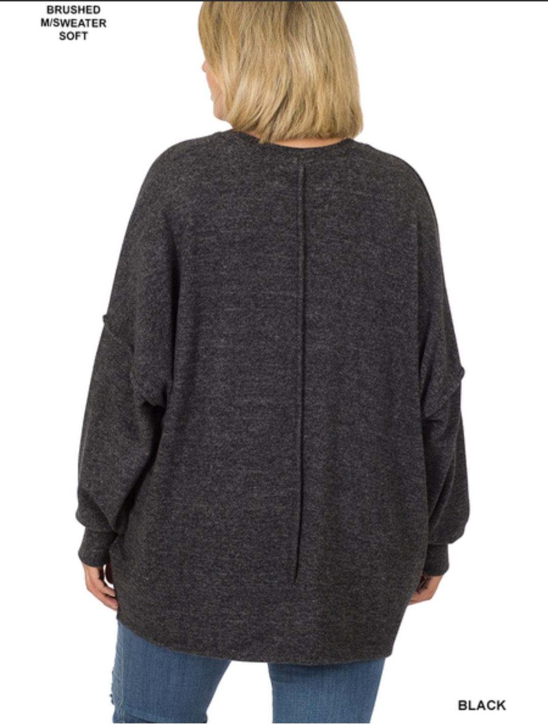 Brushed Melange Drop Shoulder Sweater