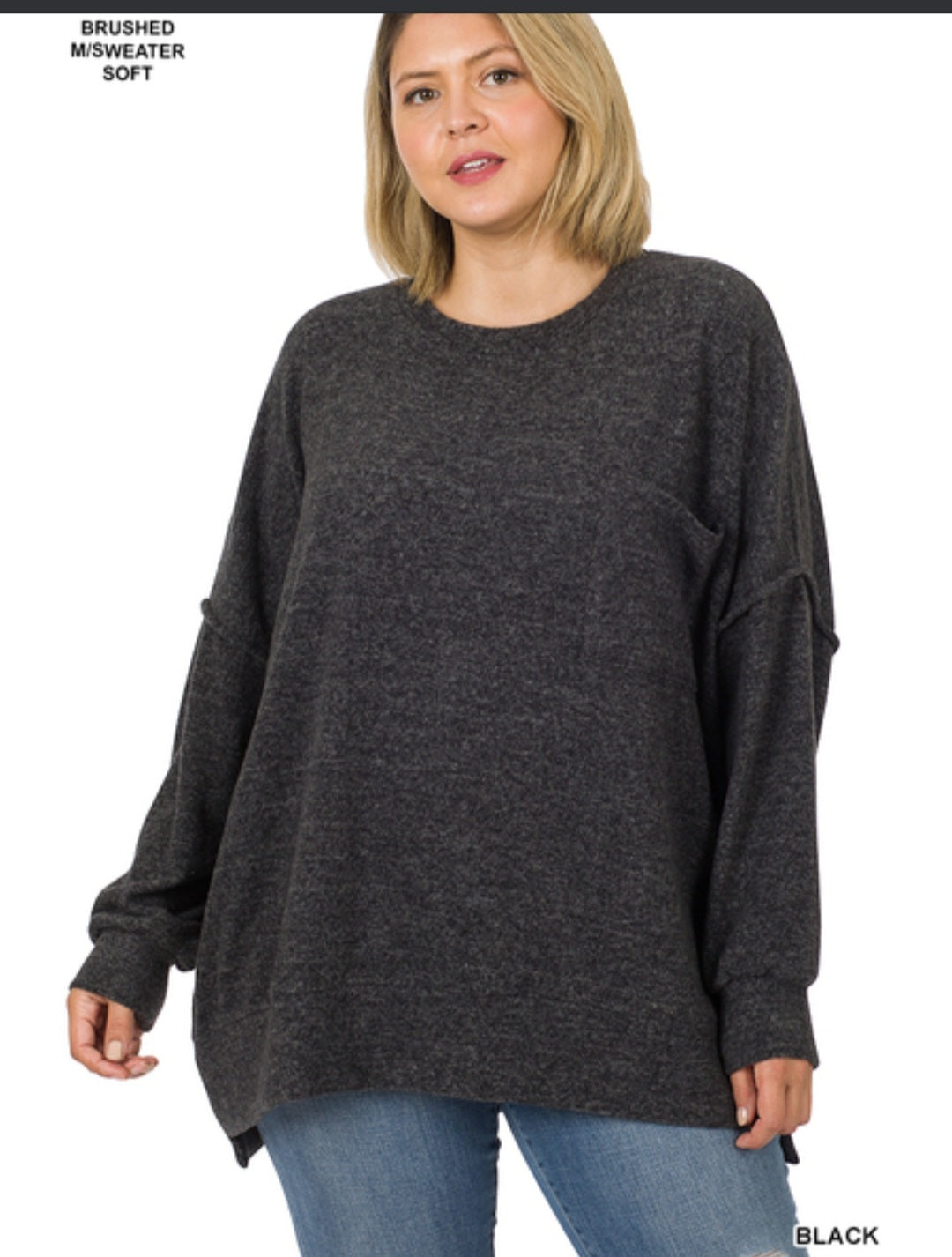 Brushed Melange Drop Shoulder Sweater