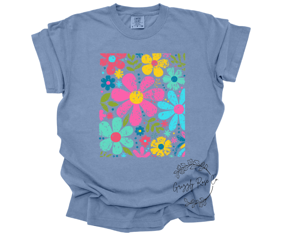 Retro Spring Florals Comfort Colors Graphic Tee