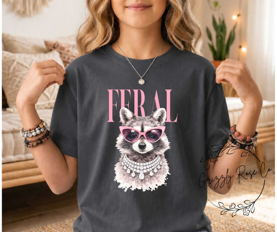 Fancy Feral Racoon Youth Comfort Colors Graphic Tee