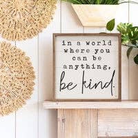 Be Kind White Wood Sign