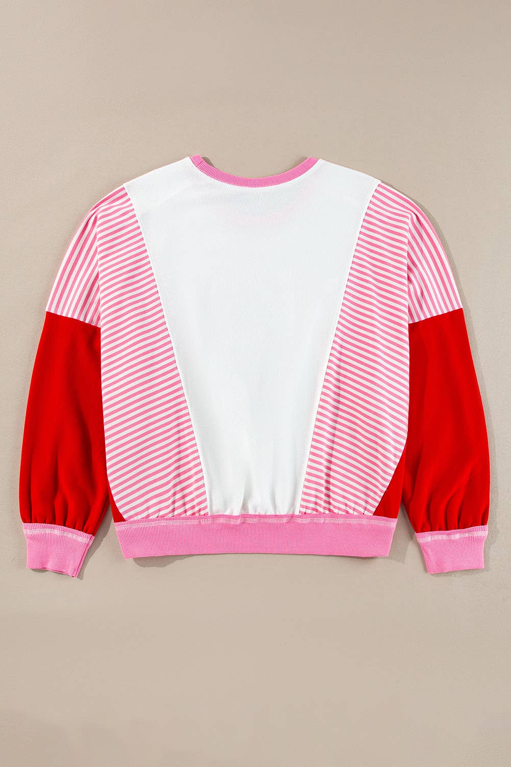 Striped Patchwork Long Sleeve Pocketed Sweatshirt