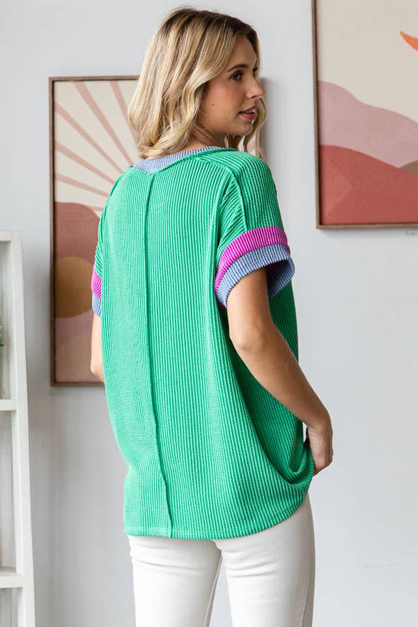 Ribbed Color Block Top