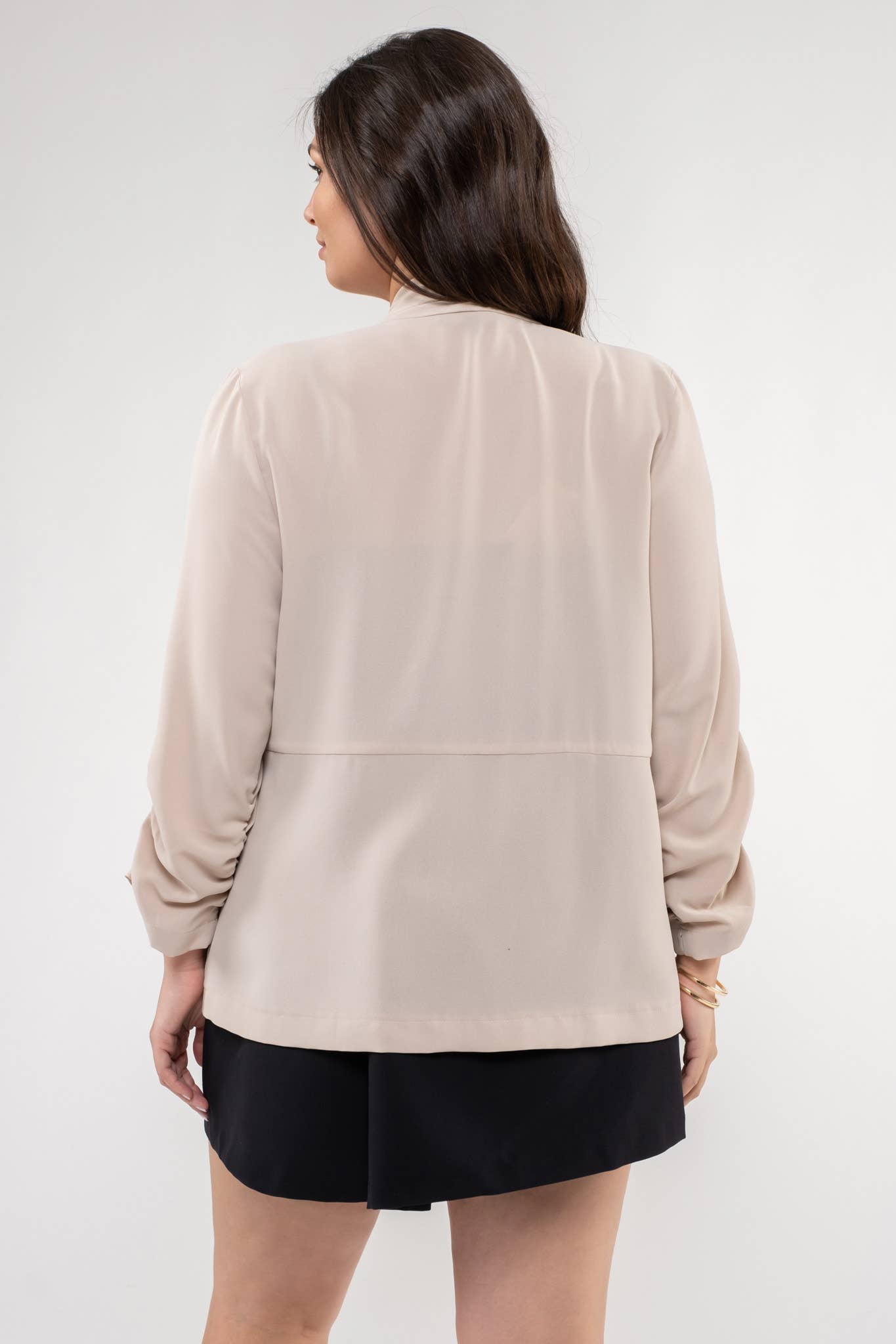 3/4 Rouched Sleeve Blazer