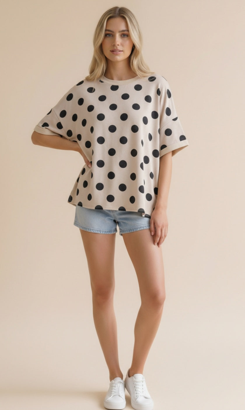 Polka Dot French Terry Top