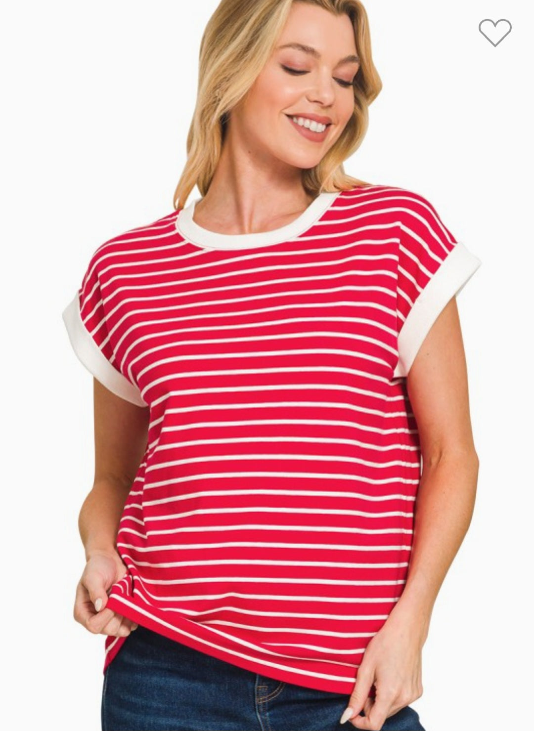 Stripe Contrast Trim Top