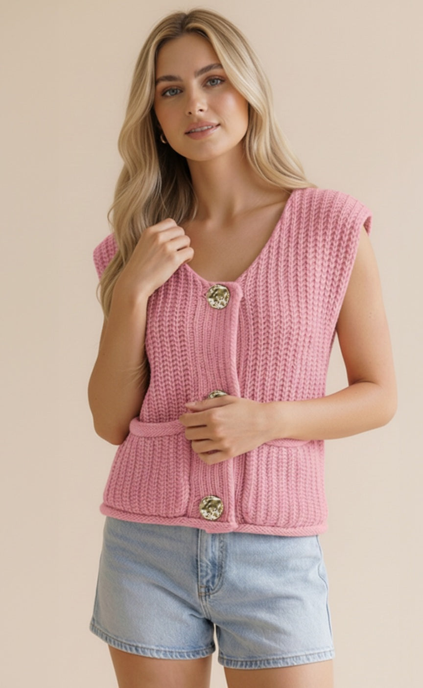 Gold Button Sweater Vest
