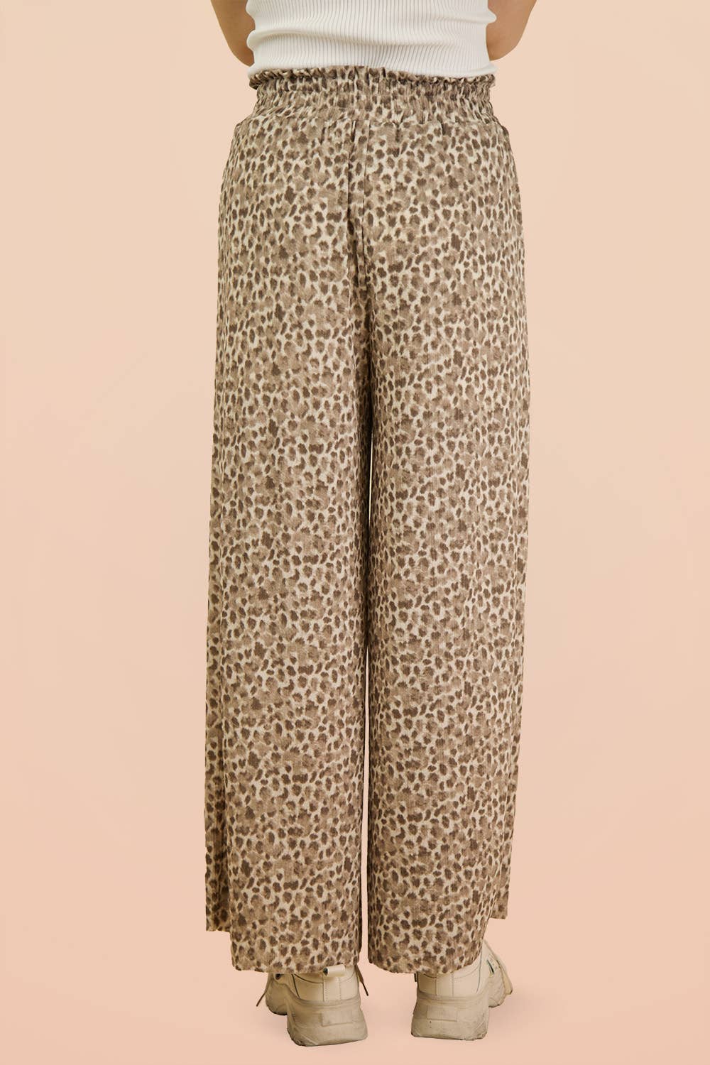 Wide Leg Leopard Pleated Comfy Pants