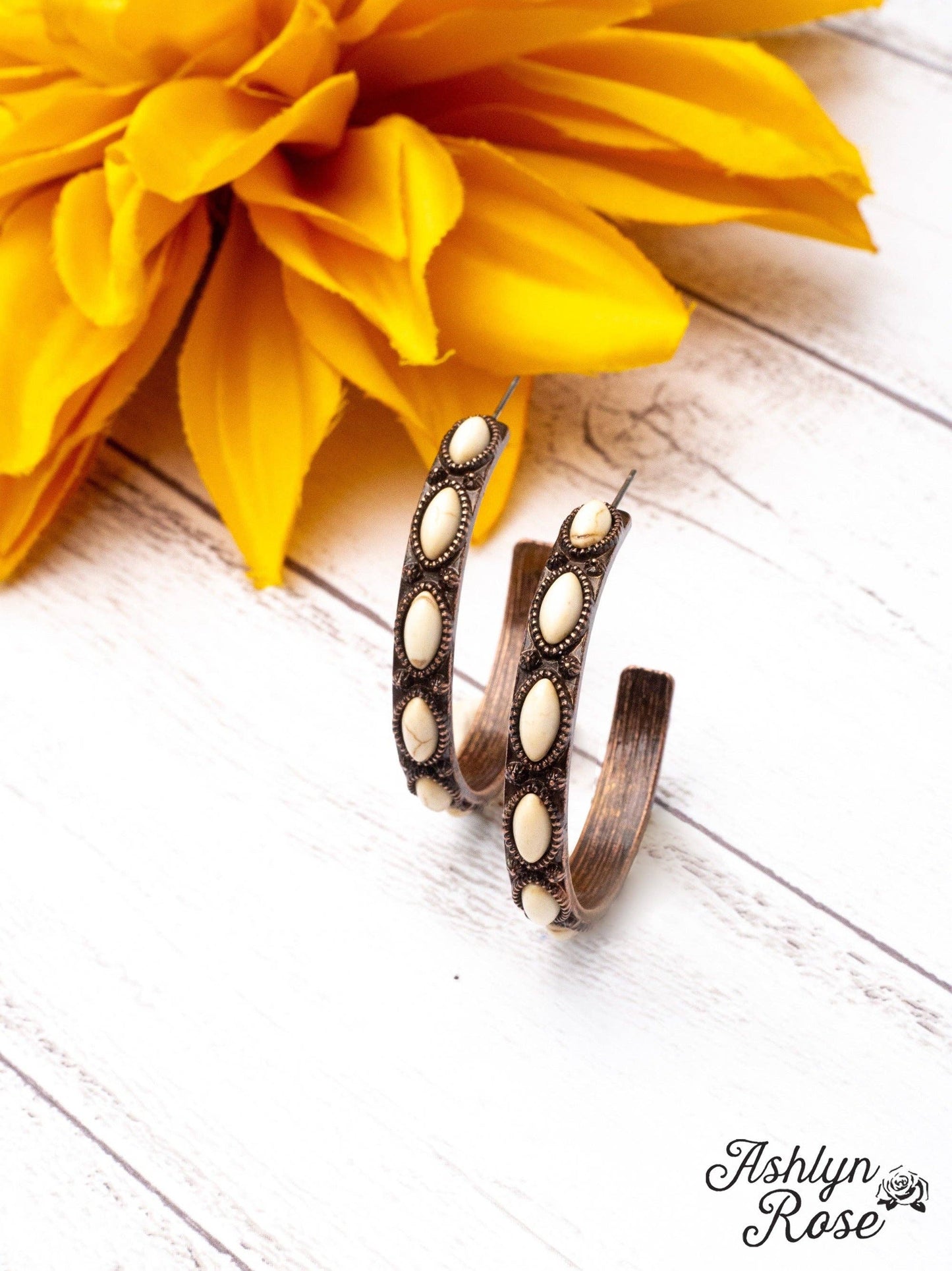 White Rock Copper Hoop Earrings